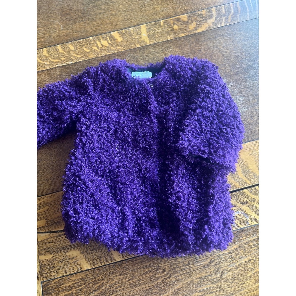 Richie House Purple Faux Fur Shaggy Curly Jacket Toddler Girls Size 24M NEW